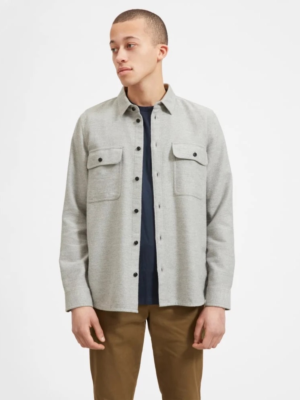Everlane Mens Button Down Thick Jacket Cotton Gray size Small